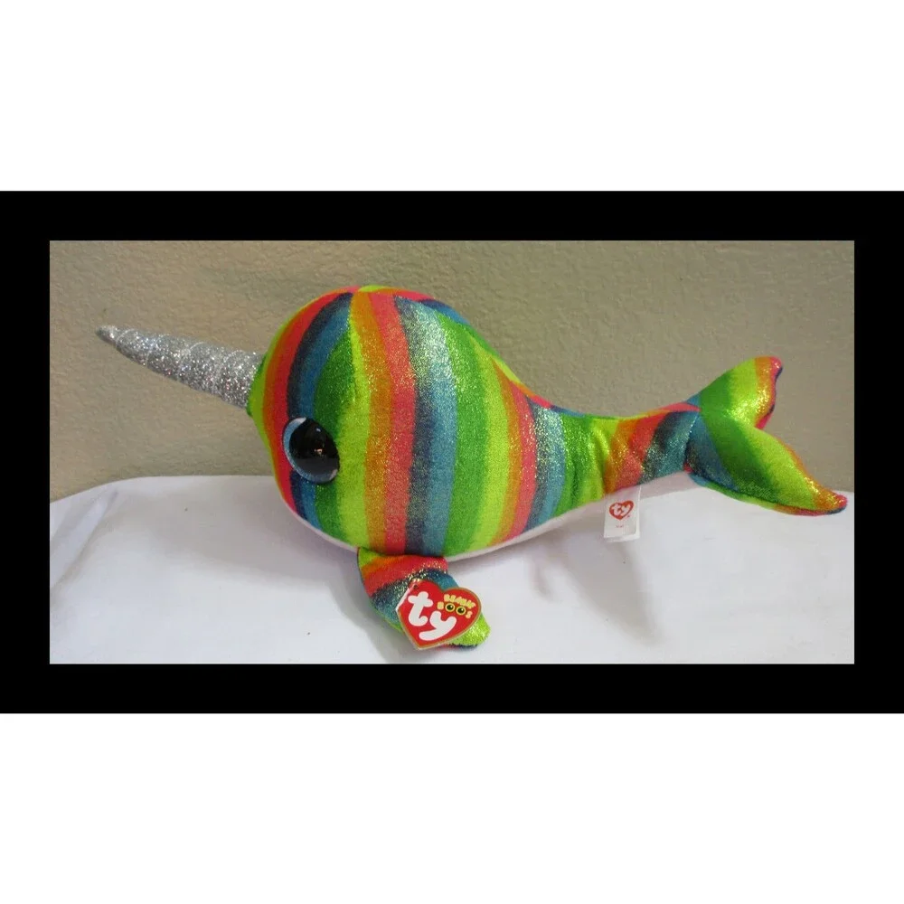 Ty Beanie Boos Nori The Narwhal Big Blue Eyes Medium 14